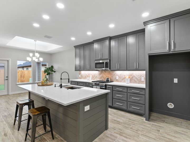 Kitchen island and pendants