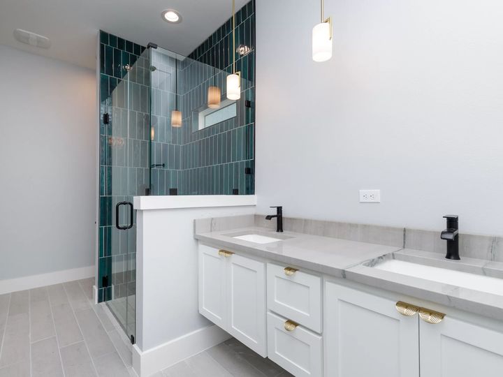 Tiled walk-in shower